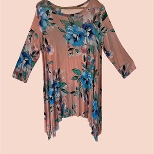 ODDY Floral Tunic - Pink and Blue